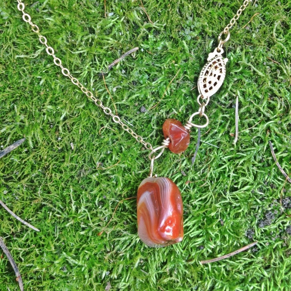 Lake Superior Agate Healing Crystal Necklace: Shadow Agate